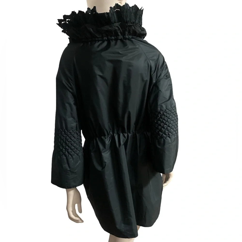 Ermanno Scervino Avant Garde Black Ruffled Collar Coat